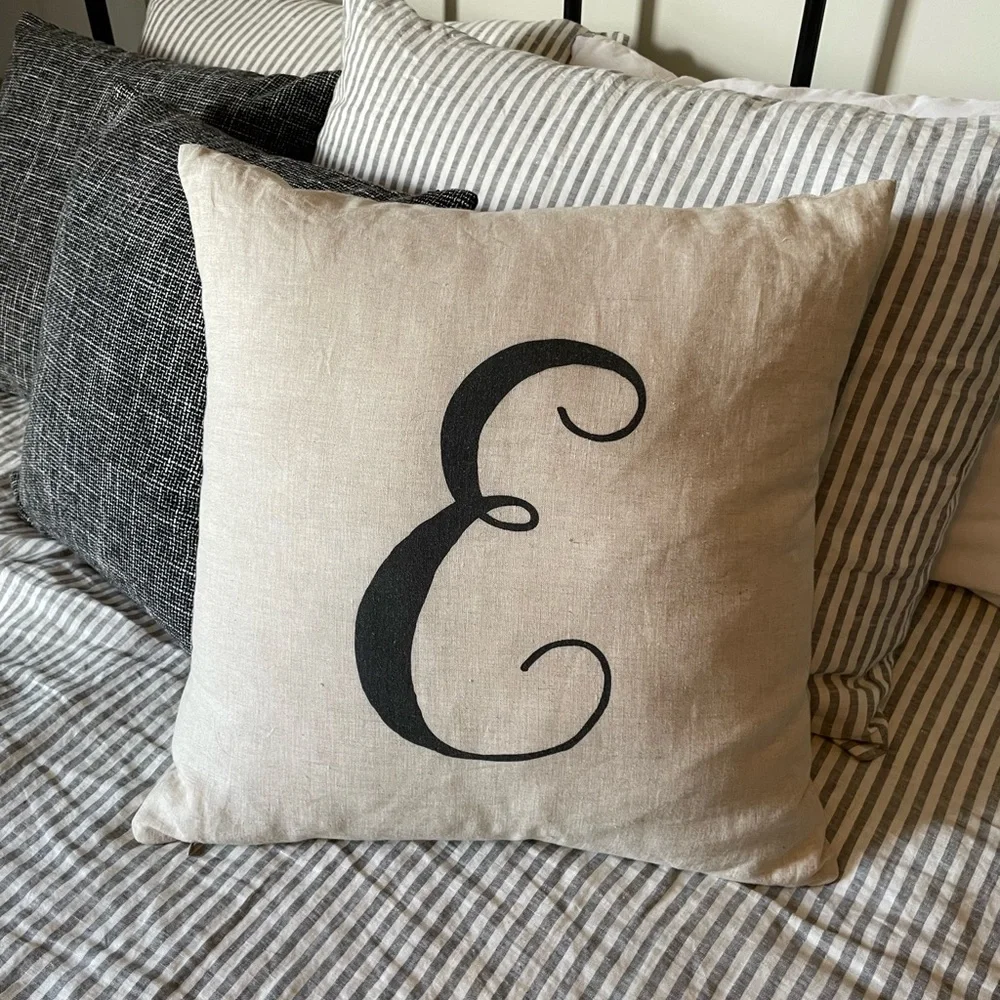 West Elm “E” Lettering Monogram Pillow